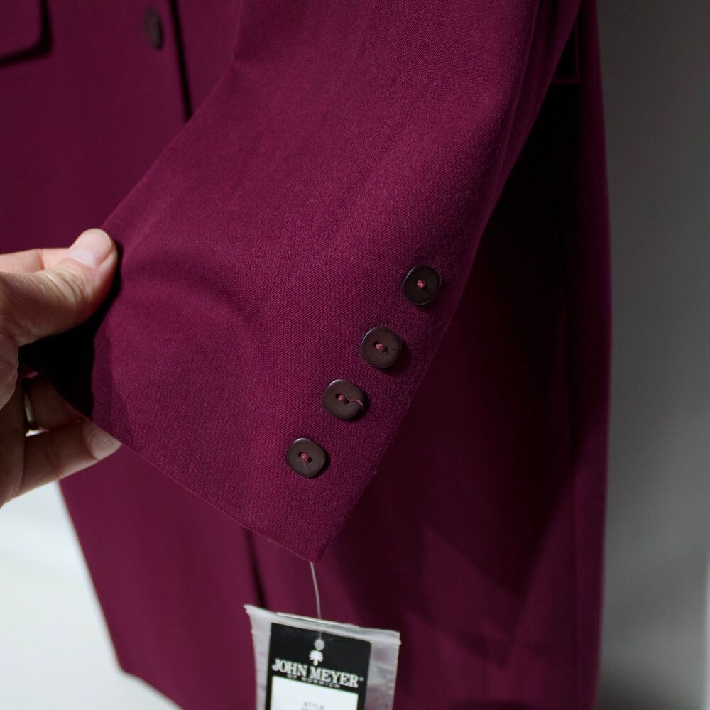NWT John Meyer of Norwich Long Duster Light Coat Red Wine Stretch Women Size 14 - Picture 12 of 16